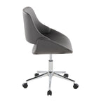 Contemporary Office Chair in Chrome Metal and Grey Faux Leather | Premium Home Decor - Grand Goldman