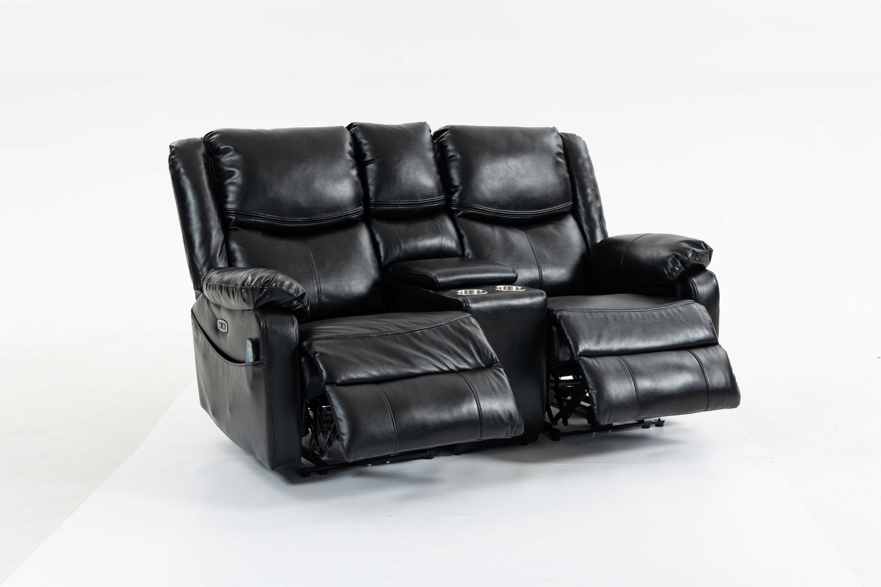 Artificial leather electric sofa bed, 2 lounge chairs, comfortable armrests and backrest lounge chairs, living room sofa set, with coffee table - Grand Goldman Shop