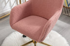 Modern Teddy Fabric Material Adjustable Height 360 Revolving Home Office Chair With Gold Metal Legs And Universal Wheel For I