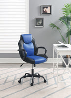 Office Chair Adjustable Height Office Chair Blue and Black Faux Leather | Premium Home Decor - Grand Goldman