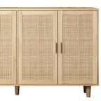 Elegant and Functional 4-Door Rattan Decorative Storage Cabinet for Bedroom, Living Room, Office in Natural Particle Board - Grand Goldman Shop