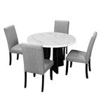 5-Piece Round Dining Table set, 43-Inch Modern Dining Table and 4 Upholstered Chairs for Dining Room, Kitchen Room, Living Room, Easy Assembly - Grand Goldman Shop