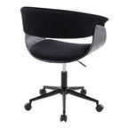 Mid-Century Modern Office Chair in Black Metal, Black Wood and Black Velvet | Premium Home Decor - Grand Goldman