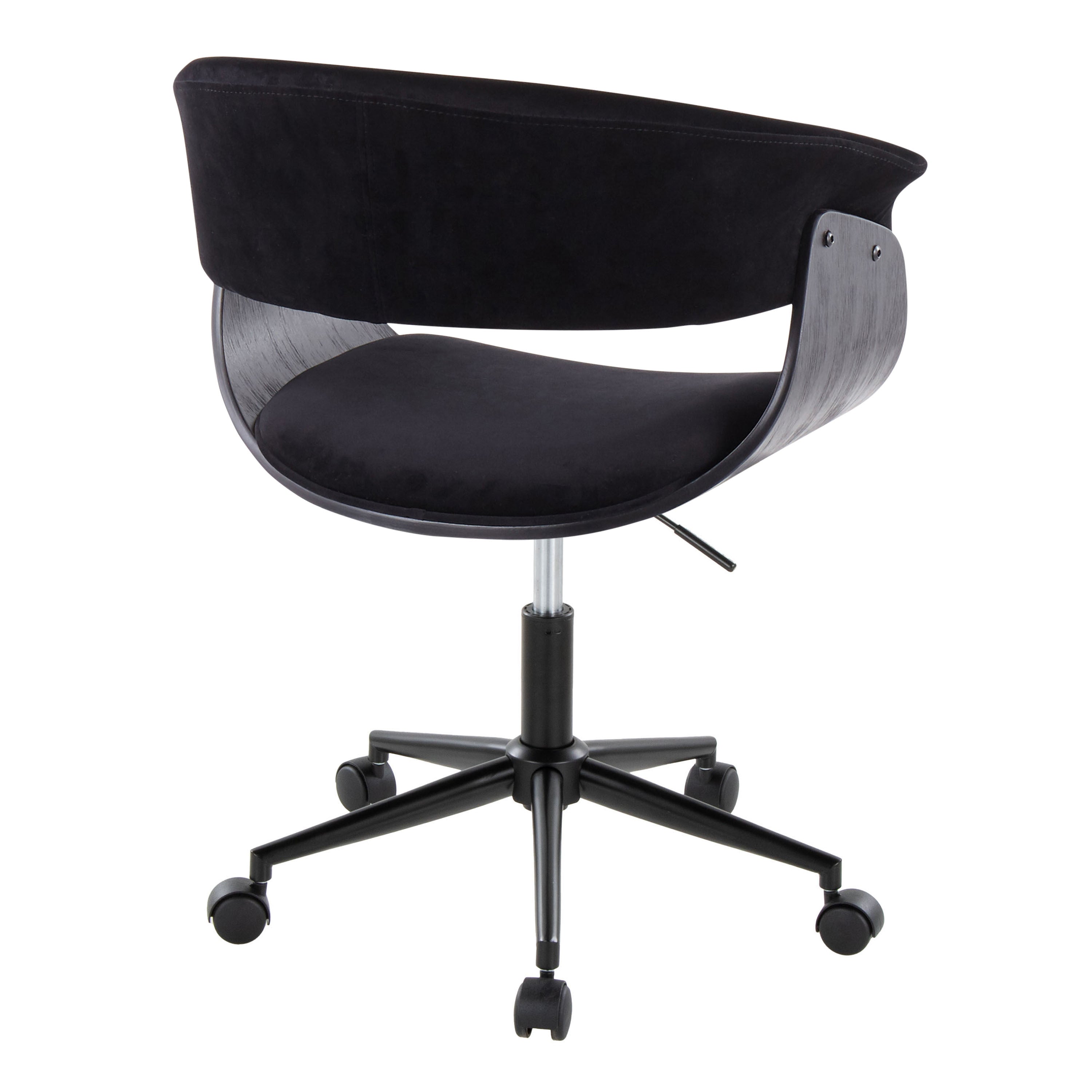 Mid-Century Modern Office Chair in Black Metal, Black Wood and Black Velvet | Premium Home Decor - Grand Goldman