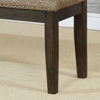 Transitional 1pc BENCH Only Espresso Warm Gray Nail heads Solid wood Fabric Upholstered Padded Seat Kitchen Rustic Dining Room Furniture - Grand Goldman Shop