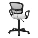 Office Chair, Adjustable Height, Swivel, Ergonomic, Armrests, Computer Desk, Work, Juvenile, White Mesh, Black Metal, Contemp