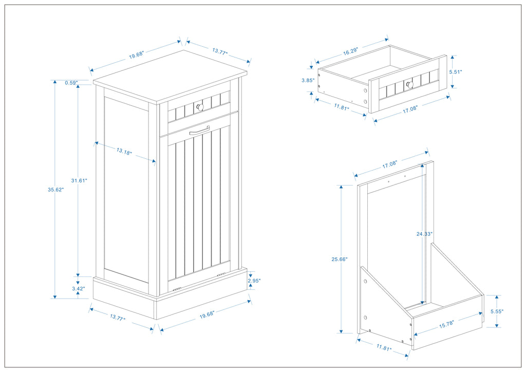 One Drawers and One-Compartment Tilt-Out Trash Cabinet Kitchen Trash Cabinet-Black - Grand Goldman Shop