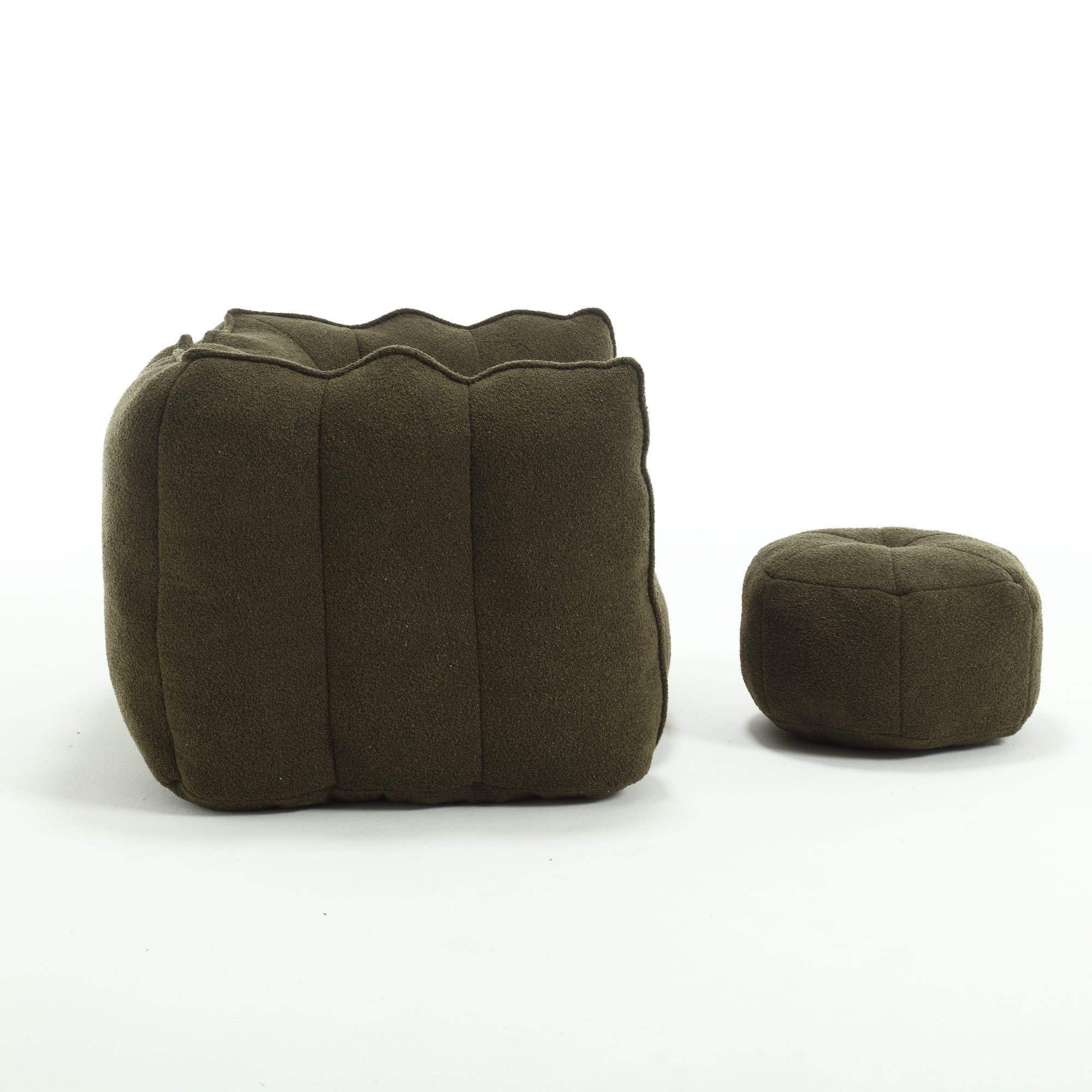 Soft Chenille Bean Bag Chair with High Resilient Foam for Living Room and Bedroom, Comfortable Square Lazy Sofa with Footstool for Adults - Grand Goldman Shop