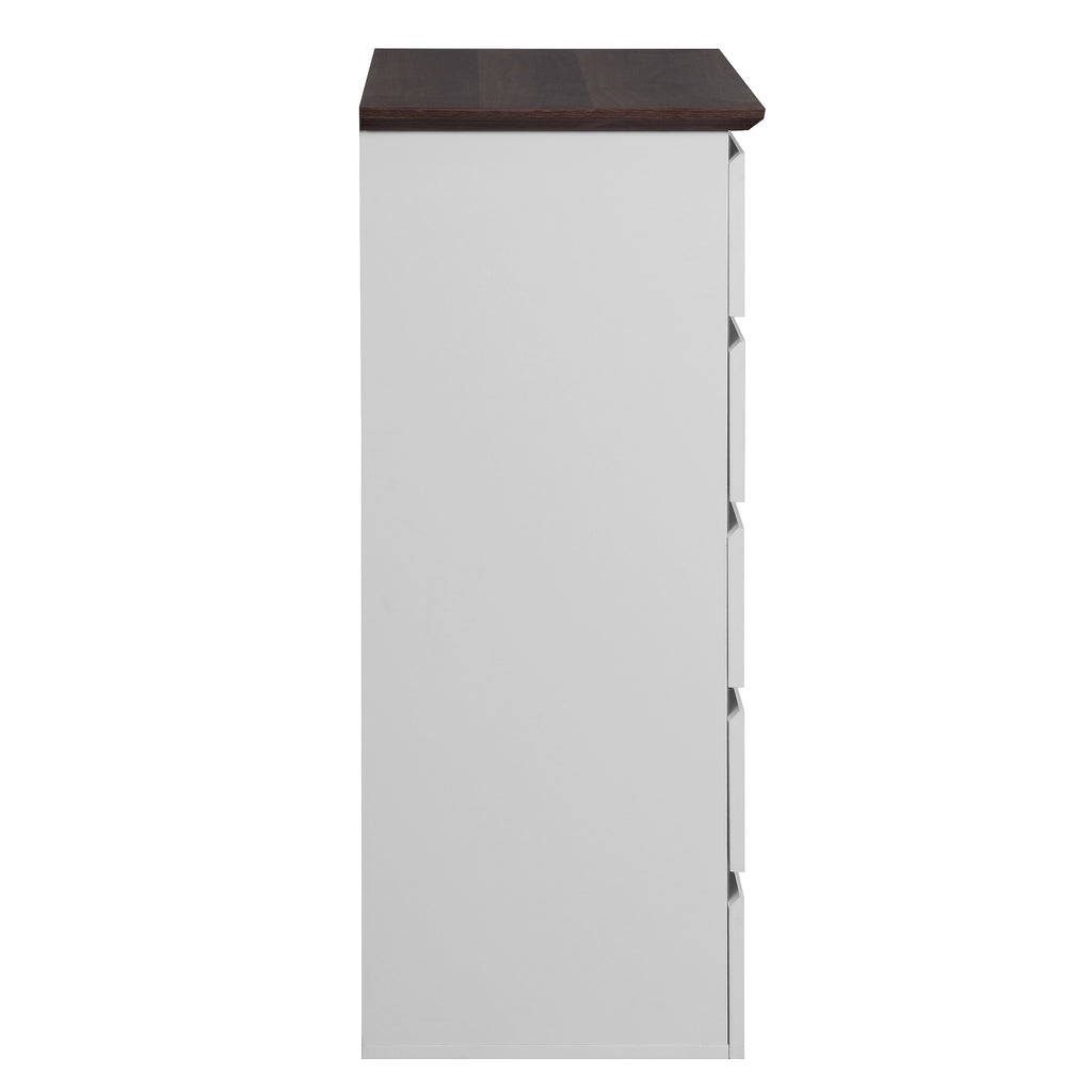 5 Drawer Dresser for Bedroom,  Modern Closet Dressers Chest of Drawers, White & Walnut color Storage Dresser Chest Cabinet Organizer Unit - Grand Goldman Shop