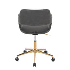 Contemporary Task Chair in Gold Metal and Grey Faux Leather - Grand Goldman