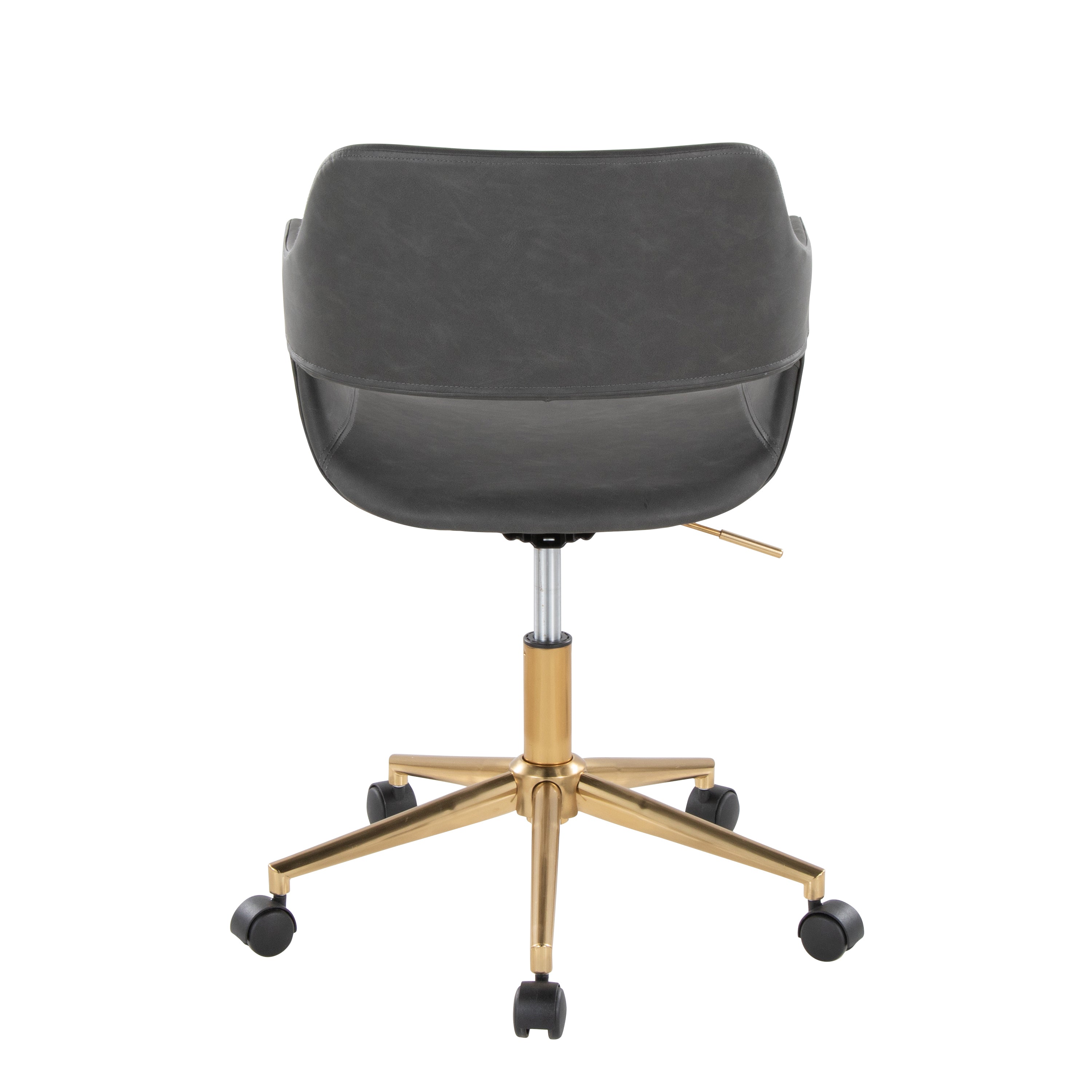 Contemporary Task Chair in Gold Metal and Grey Faux Leather - Grand Goldman
