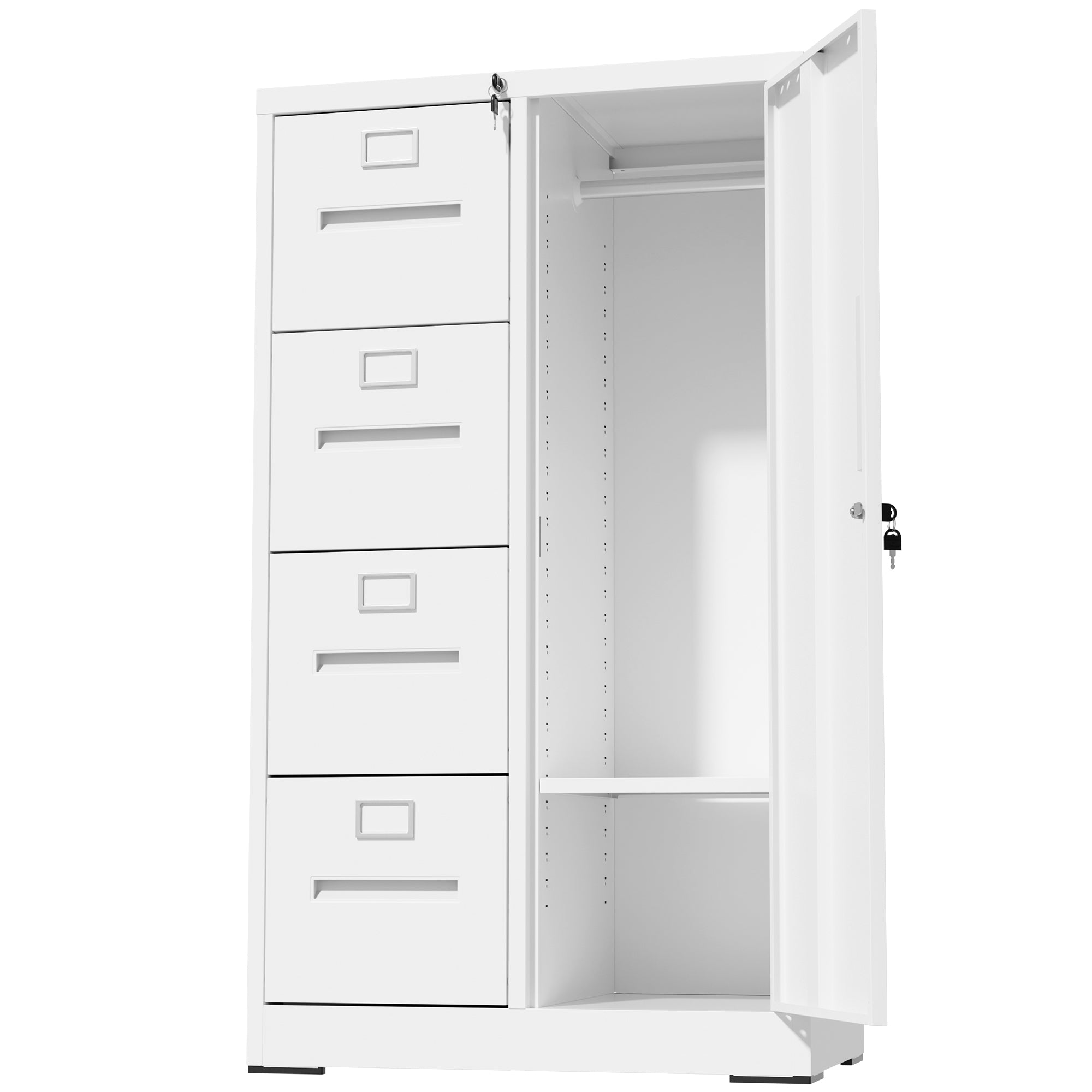 Metal Storage Vertical Filing Cabinet with Lock, Steel File Locker with 4 Drawers and 1 door for School, Living Room, Bedroom