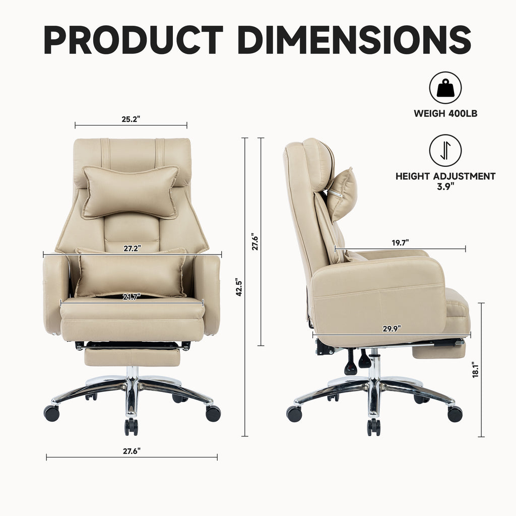 Swivel Ergonomic Office Chair, Technology Leather  High Back Office Chair with Lumbar Support Headrest, Sedentary Comfortable