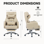 Swivel Ergonomic Office Chair, Technology Leather  High Back Office Chair with Lumbar Support Headrest, Sedentary Comfortable