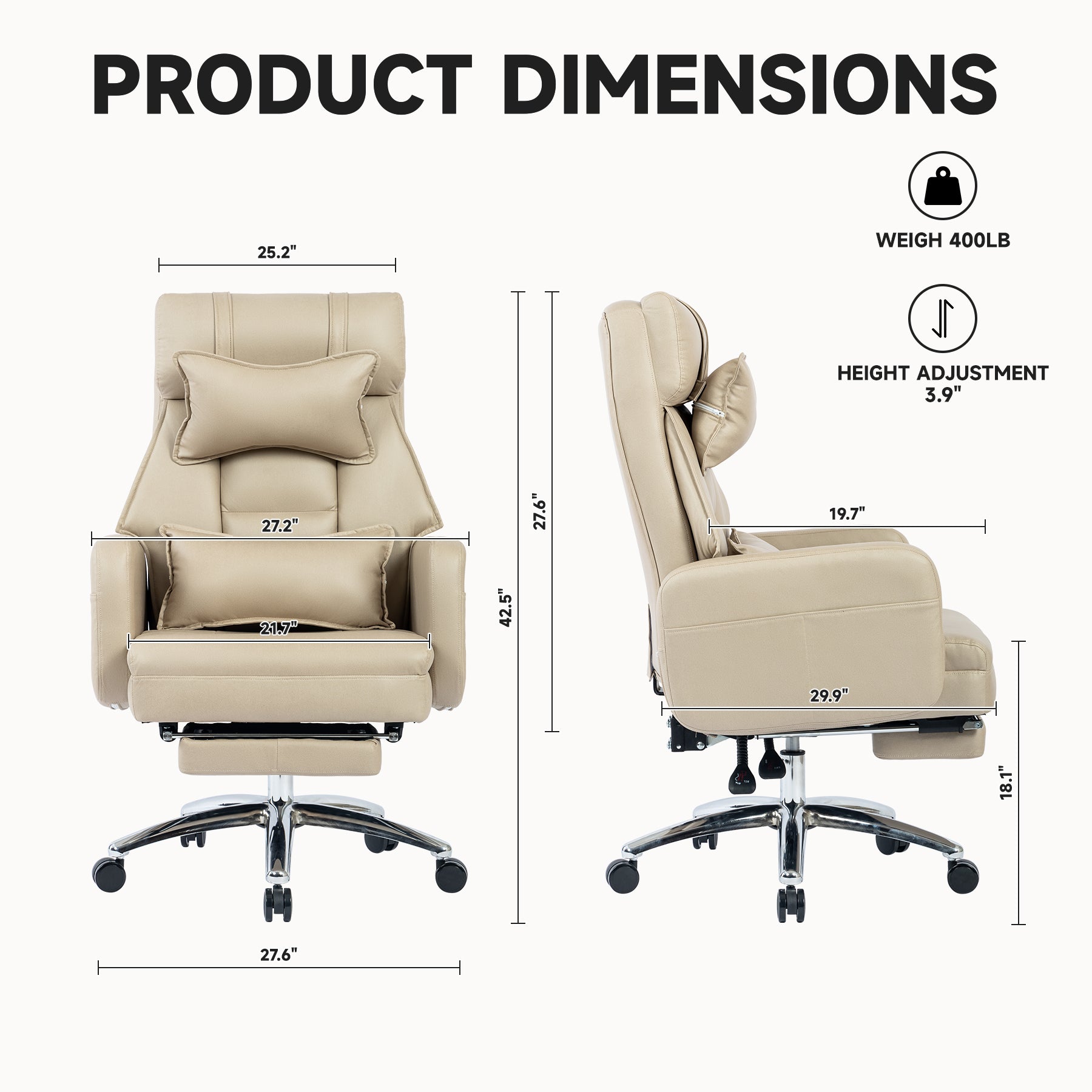 Swivel Ergonomic Office Chair, Technology Leather  High Back Office Chair with Lumbar Support Headrest, Sedentary Comfortable