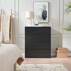 4 Drawer Dresser,Modern Storage Chest of Drawers,31.5In Black Dresser for Closet with Handle-Free Design, Closet Chests Organizer for Bedroom, Living Room,Black - Grand Goldman Shop