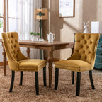 Nikki Collection Modern, High-end Tufted Solid Wood Contemporary Velvet Upholstered Dining Chair with Wood Legs Nailhead Trim 2-Pcs Set,Gloden, SW2001GL - Grand Goldman Shop