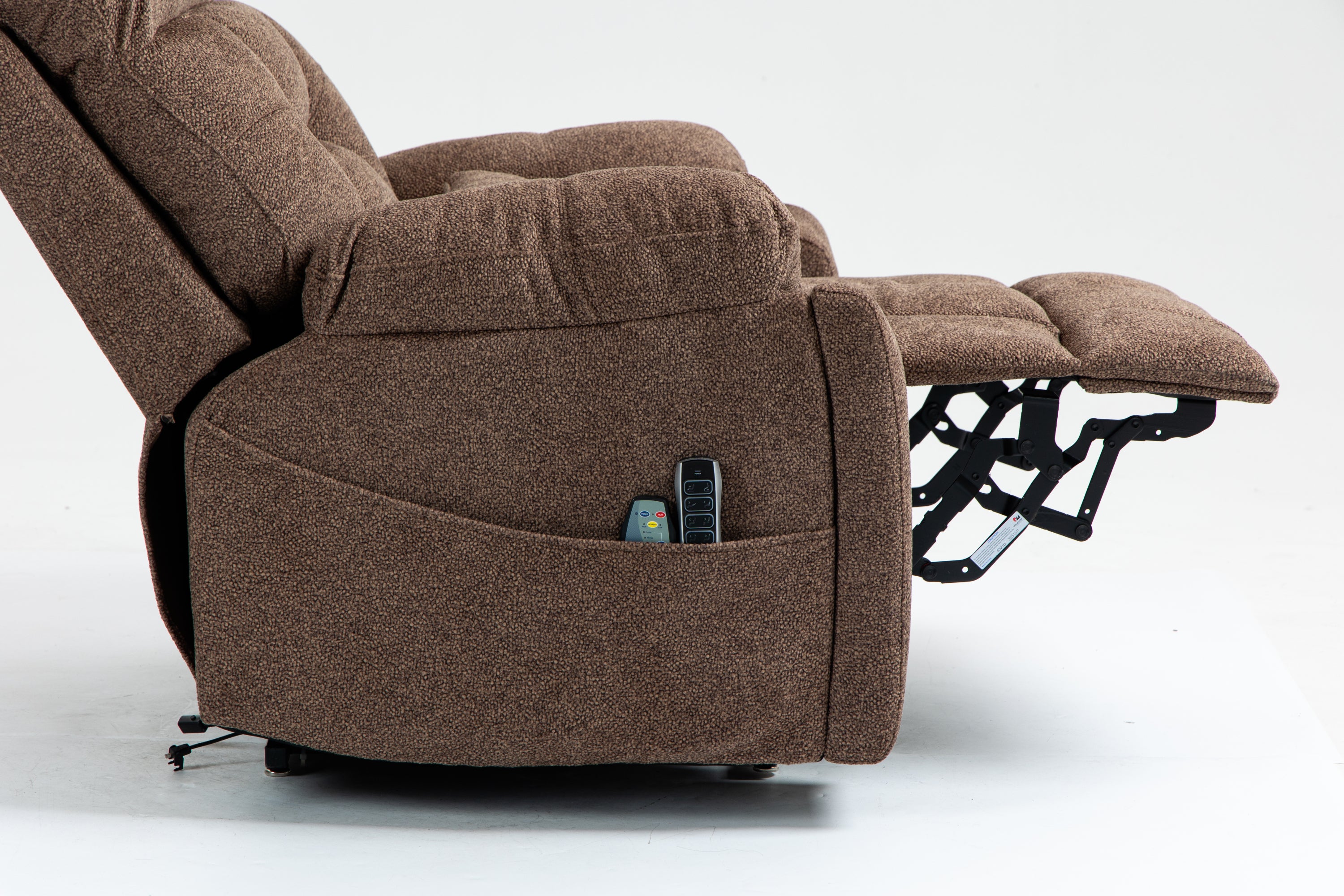 Old age electric lift chair, flat high density foam electric sofa, with heating and massage functions, can tilt to 180 degrees, 2 pocket cup holders, 2 remote controls, 4 OKIN motors - Grand Goldman Shop