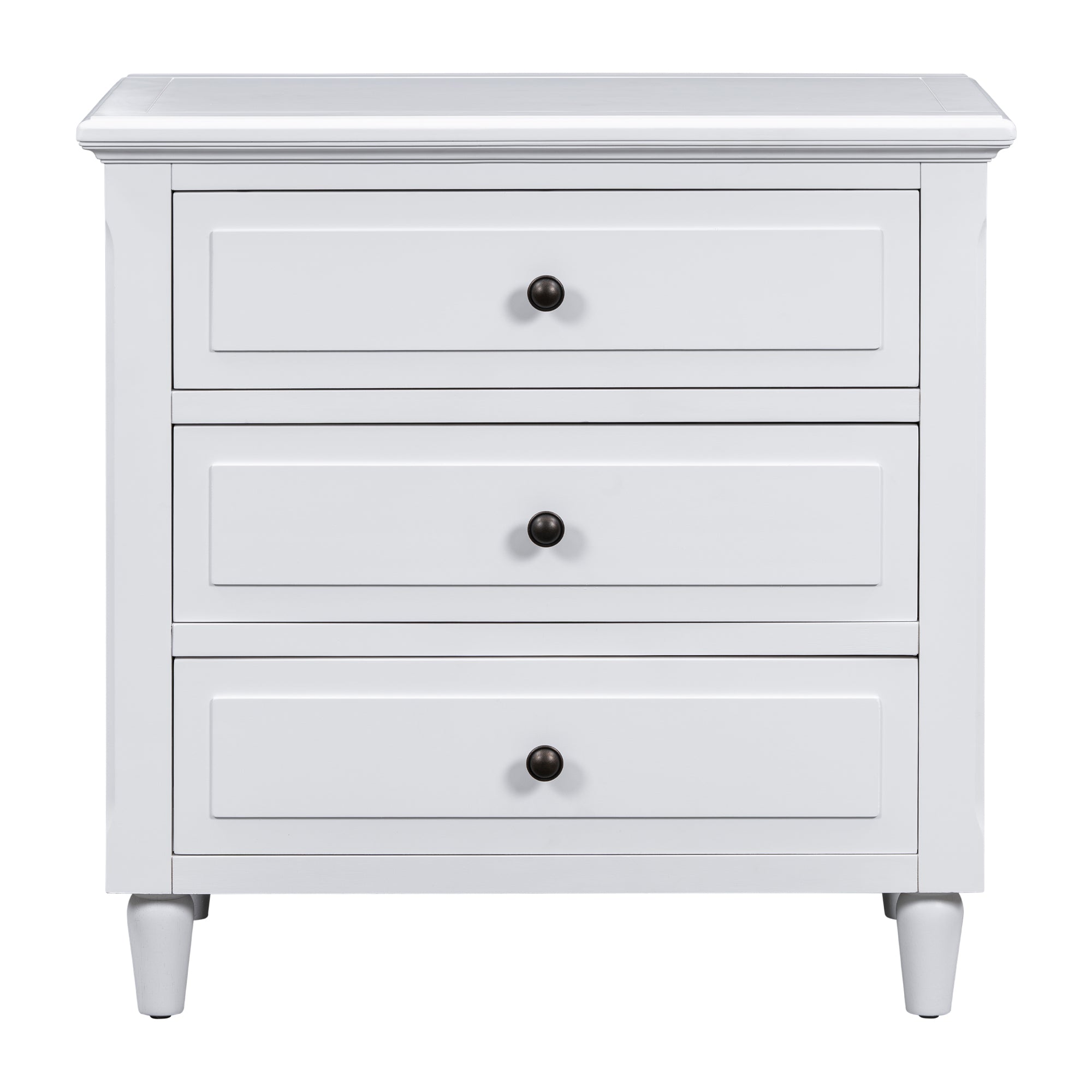 U_STYLE 28''painted Nightstand with 3 Drawers and Smooth Gliding Rails ,Simple Bedside Cabinet with Metal handle, Minimalist Sofa Side Table with rubber legs for Bedroom Sofa Couch Office - Grand Goldman Shop
