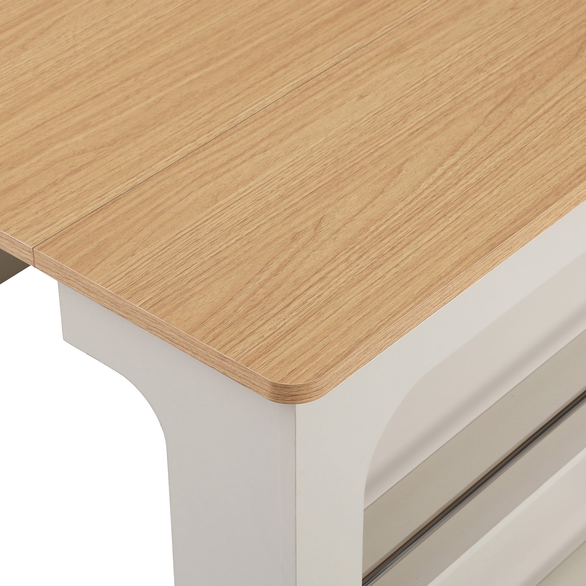 K&K 59.5' Kitchen Island with Extendable Dining Table, Kitchen Storage Table with Double-sided Storage, Kitchen Island with 2 Drawers, Power Outlet, Side Open Shelves, for Kitchen, Dining Room, White - Grand Goldman Shop