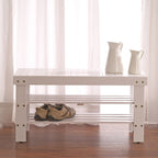 Pina Quality Solid Wood Shoe Bench, White Finish - Grand Goldman Shop
