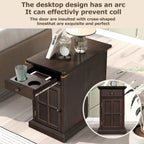 U-Can Classic Vintage Livingroom End Table Side Table with USB Ports and One Multifunctional Drawer with cup holders, Antique Espresso (Old SKU: WF296294AAP) - Grand Goldman Shop