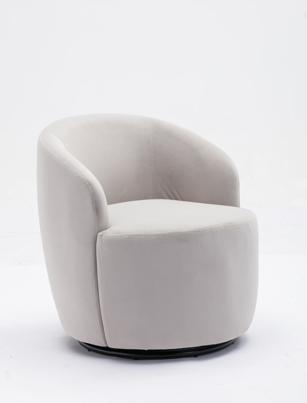 Velvet Fabric Swivel Accent Armchair Barrel Chair With Black Powder Coating Metal Ring,Gray - Grand Goldman Shop