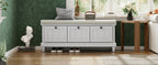 TREXM Classic Shoe Bench with Cushion and Three Drawers, Fluted Entryway Bench with Storage for Living Room, Entryway, and Hallways (Light Gray, OLD SKU: N715P207812E ) - Grand Goldman Shop