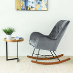Hannah Mid Century Modern Rocking Chair In Dark Grey - Grand Goldman Shop