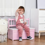 Qaba Toddler Toy Box Storage Bench with Large 27 L Interior, Kids Storage Bench Seat with Storage for Toddler Playroom Furnit