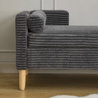 65.35'Wide Upholstered Flip-top Storage Accent Bed Bench, Corduroy Footrest Ottoman with Armrests&Backrest&2 Bolster Pillows Wood Legs for Living Room, End of Bed, Hallway, Entryway Bedroom. Charcoal - Grand Goldman Shop