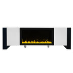 ON-TREND Modern TV Stand with 34.2' Non-heating Electric Fireplace, High Gloss Entertainment Center with 2 Cabinets, Media Console for TVs up to 78', White - Grand Goldman Shop