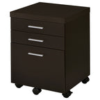 Cappuccino 3-Drawer File Cabinet with Modern Silver Hardware, Brown Wood Finish, Compact Office Storage for Home and Studio -
