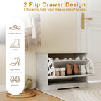 Shoe Storage Bench with 1 Flip Drawer and Adjustable Shelf, Small Shoe Cabinet  for Entryway, Hallway, Bedroom-Antique White - Grand Goldman Shop