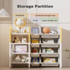 Kids Bookshelf and Toy Storage, 4-Tier Toy Organizers W/8 Removable Storage Bins, Kids Toy Storage Organizer for Study Room, 