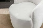 Velvet Fabric Swivel Accent Armchair Barrel Chair With Black Powder Coating Metal Ring,White - Grand Goldman Shop