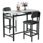 Kitchen Table Set, Dining Table and Chairs for 2, 3 Piece Dining Room Table Set with 2 Upholstered Chairs, Bar Dining Table Set for Small Spaces, Apartment, Breakfast, Pub, Rustic Black - Grand Goldman Shop