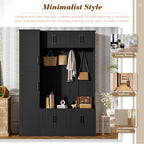VIBE HAUS 79'' Tall Modern Hall Tree with Shoe Storage, 4-in-1 Entryway Bench with 6 Cabinets, 4 Coat Hooks & Adjustable Shelf for Hallway, living room, Black - Grand Goldman Shop