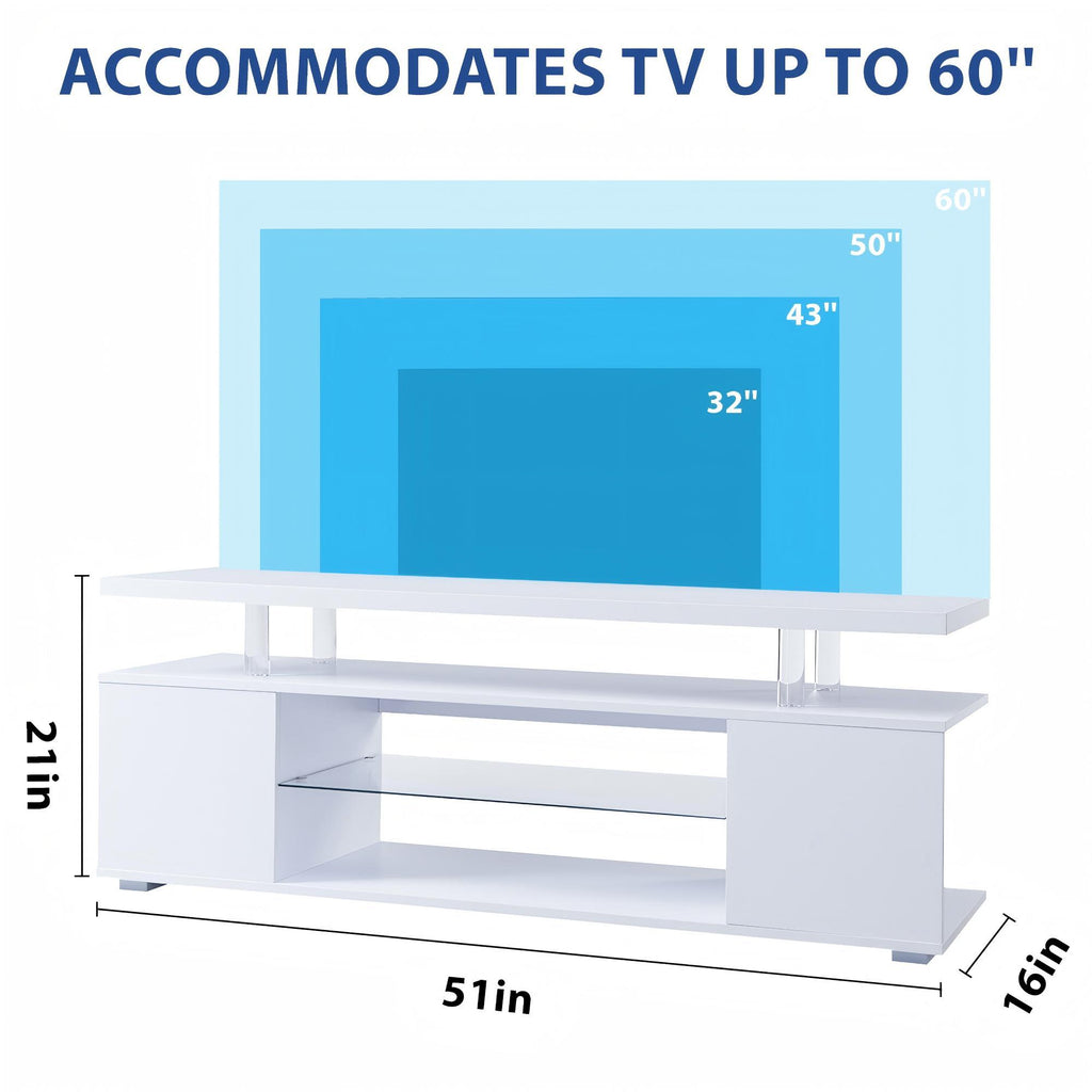 TV Stand for 60 Inch TV LED Gaming Entertainment Center Media Storage Console Table with Large Side Cabinet for Living Room( White) - Grand Goldman Shop