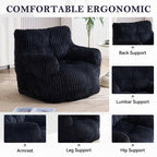 010-Soft Fluffy Corduroy Fabric Bean Bag Chair Filled With Memory Sponge,Black - Grand Goldman Shop