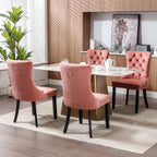 Nikki Collection Modern, High-end Tufted Solid Wood Contemporary Velvet Upholstered Dining Chair with Wood Legs Nailhead Trim 2-Pcs Set,Pink, SW2001PK - Grand Goldman Shop