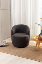 Teddy Fabric Swivel Accent Armchair Barrel Chair With Black Powder Coating Metal Ring,Dark Gray - Grand Goldman Shop