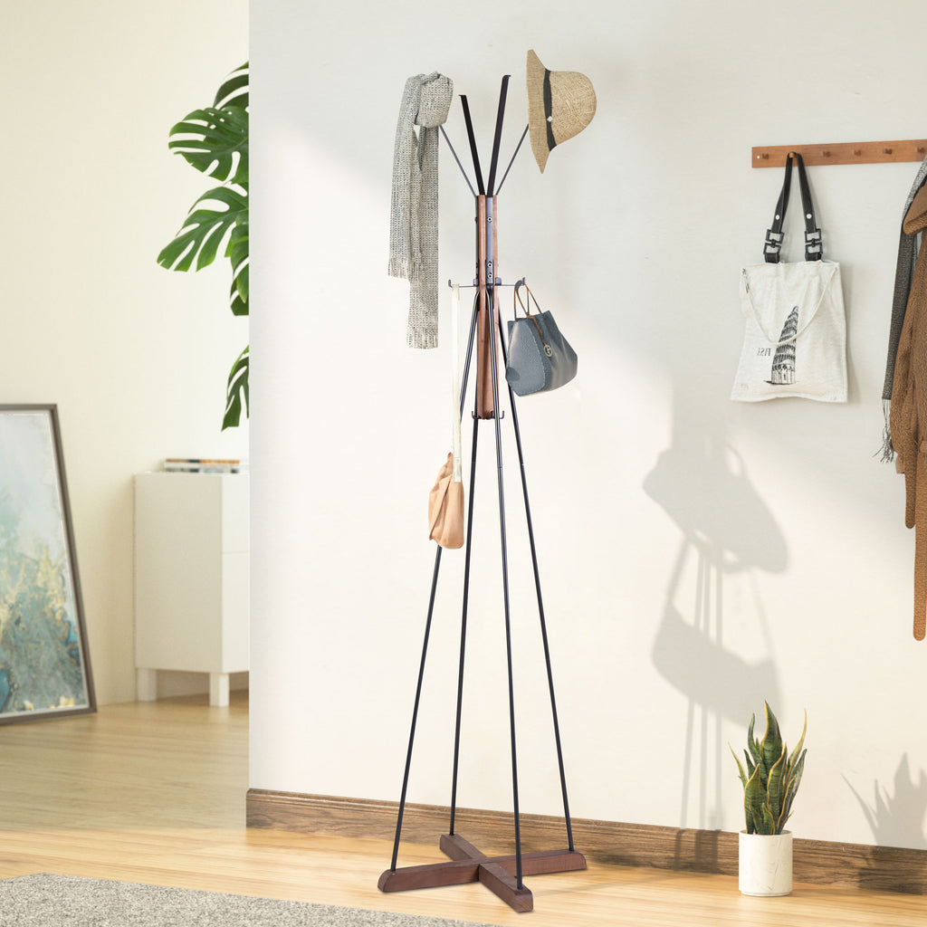 Reclaimed Wood and Metal Freestanding Coat Rack with Hooks use in bedroom, living room - Grand Goldman Shop