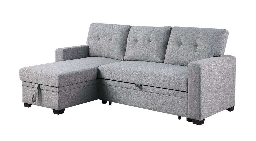 Upholstered Pull out Sectional Sofa with Chaise - Grand Goldman Shop
