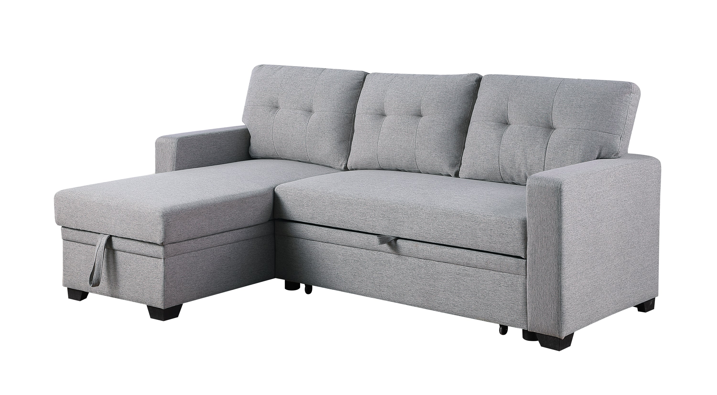 Upholstered Pull out Sectional Sofa with Chaise - Grand Goldman Shop