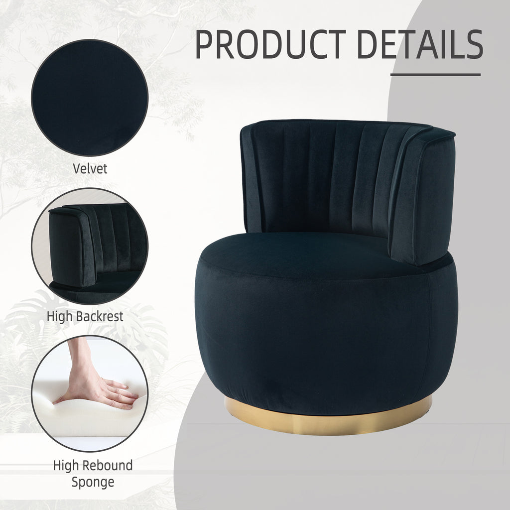 COOLMORE Swivel Barrel Chair, 360 Degree Round Armchair with Fluffy Velvet Upholstery for Living Room, Bedroom, Office - Grand Goldman Shop