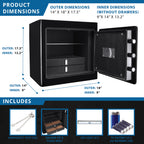 Black Jewelry Safe V2 with Fireproof Protection and Advanced Locking, Steel, 1.01 Cubic Ft - Grand Goldman