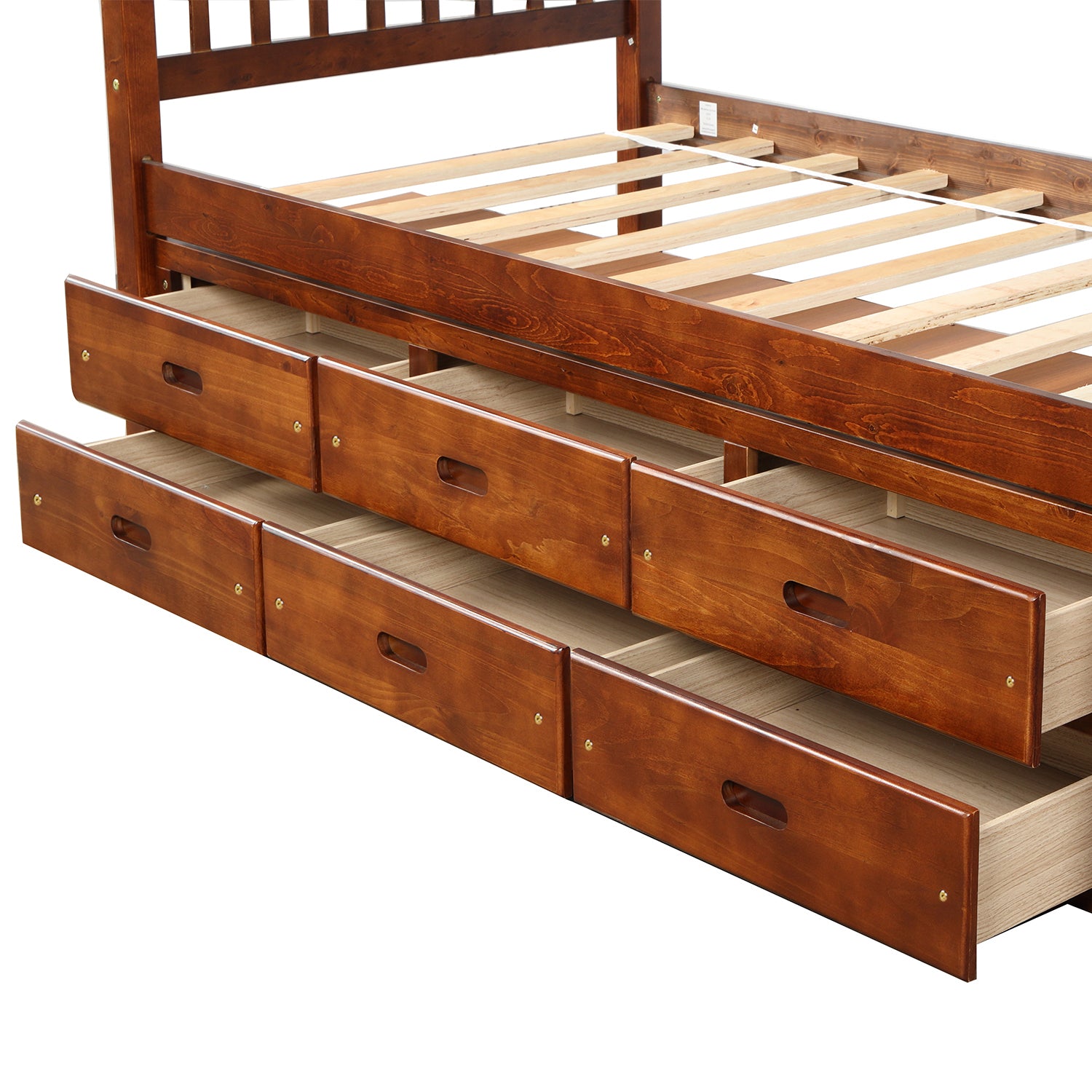 Orisfur. Twin Size Platform Storage Bed Solid Wood Bed with 6 Drawers - Grand Goldman Shop