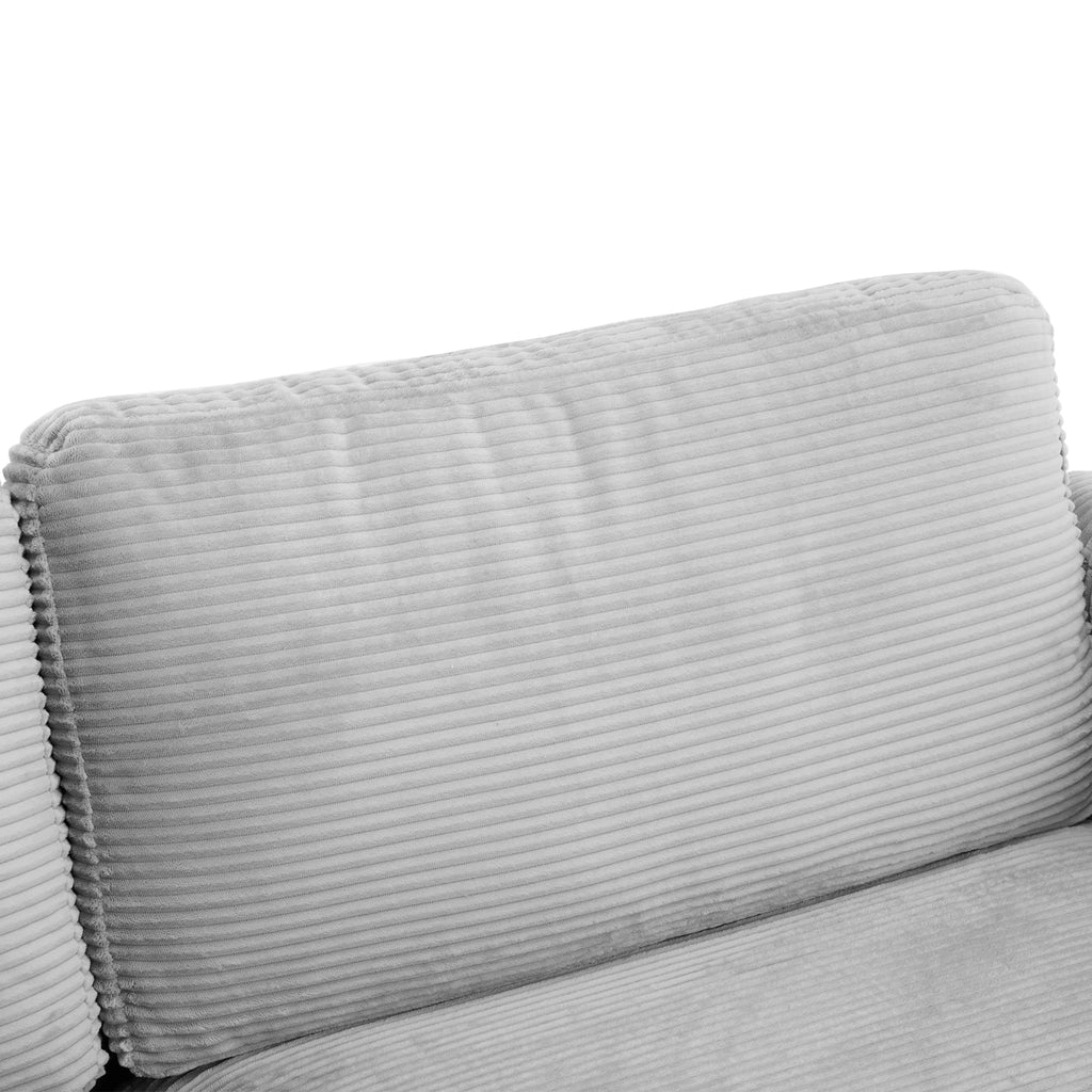 Corduroy Sleeper Sofa Loveseat with Full Size Mattress, USB Ports, Cup Holders, Side Pockets, and Phone Holder, Grey - Grand Goldman Shop