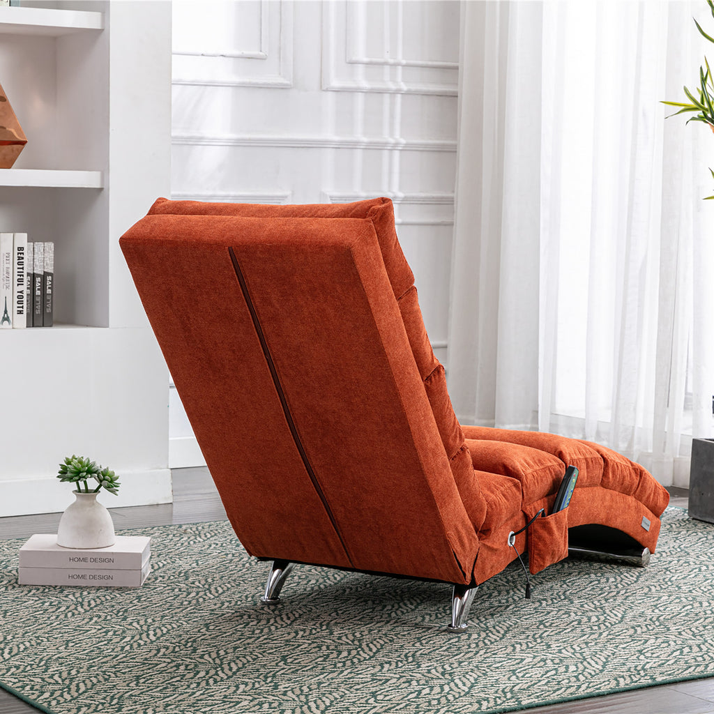 Ergonomic Linen Massage Chaise Lounge with Remote Control, Orange, 5 Modes - Grand Goldman Shop